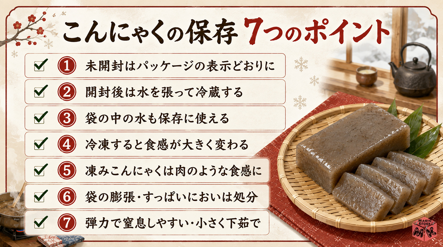 こんにゃく保存の7つのポイントまとめ