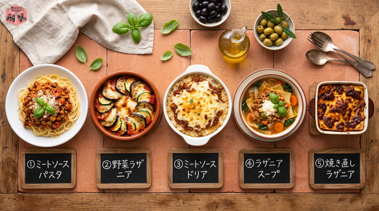 ラザニアのアレンジ5選のコラージュ