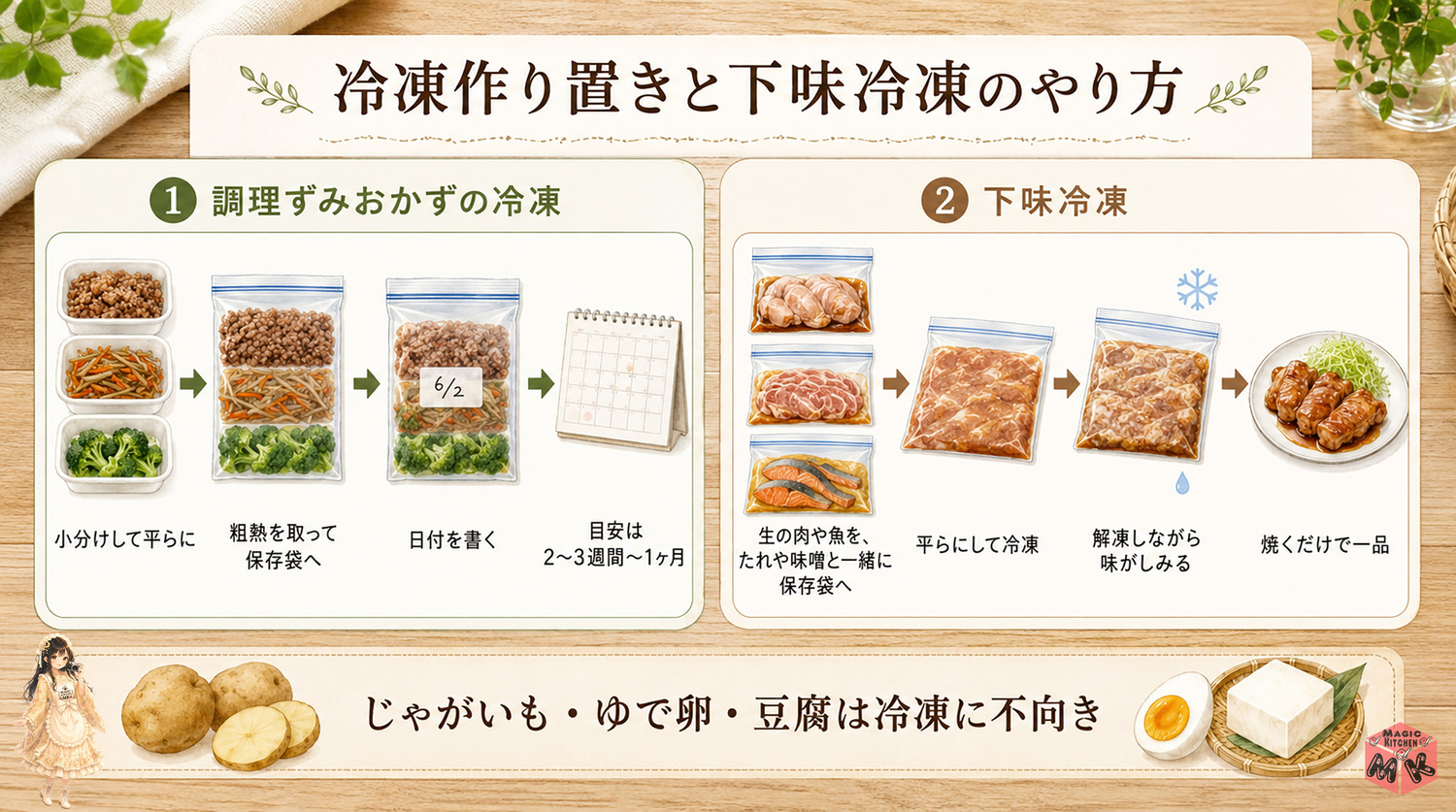 冷凍作り置きと下味冷凍のやり方