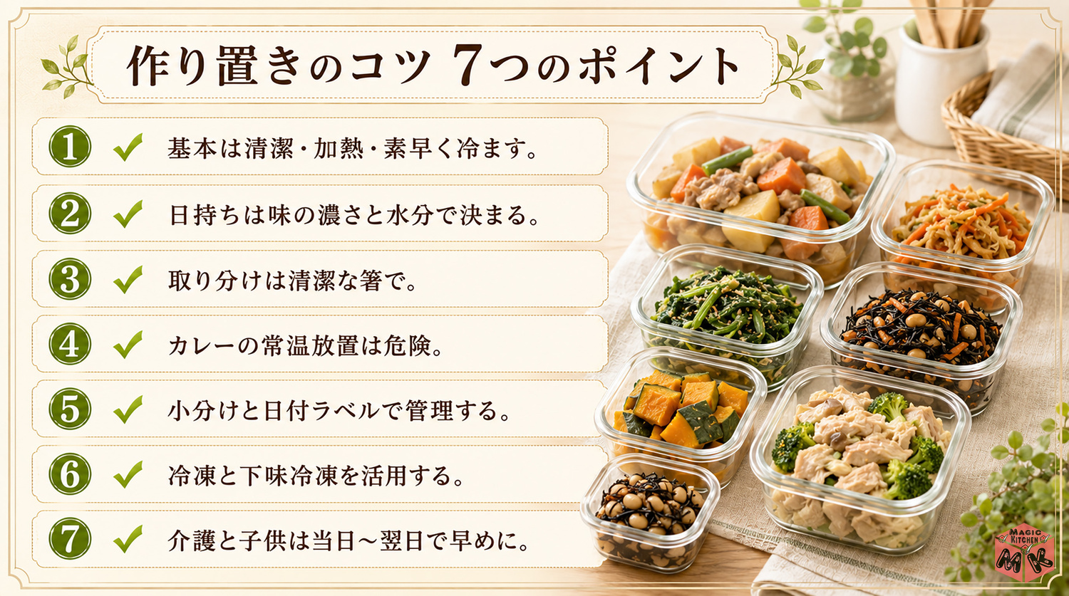 作り置きのコツの7つのポイントまとめ