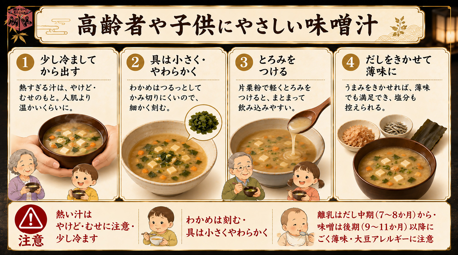 高齢者や子供にやさしい味噌汁