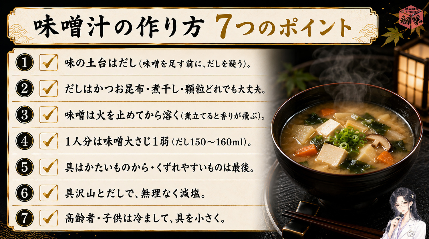 味噌汁作り方の7つのポイントまとめ