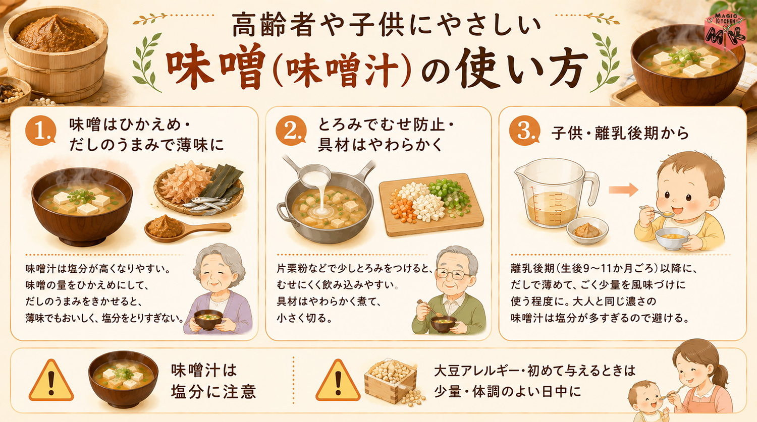 高齢者や子供にやさしい味噌の使い方