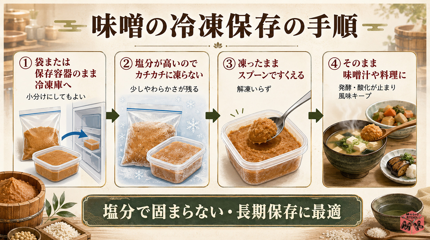 味噌の冷凍保存のやり方（固まらず長期保存）