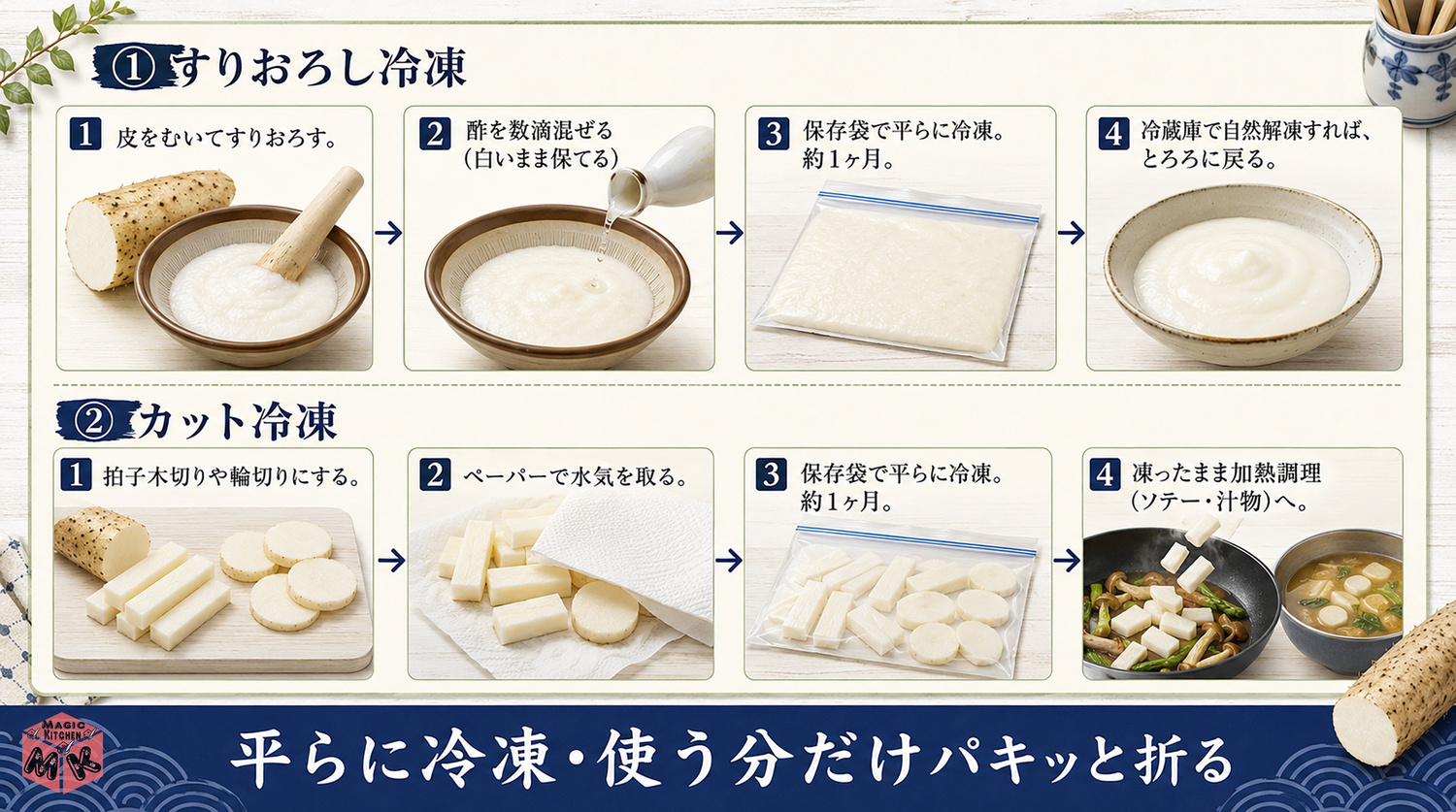 長芋の冷凍保存のコツ(とろろのストック)