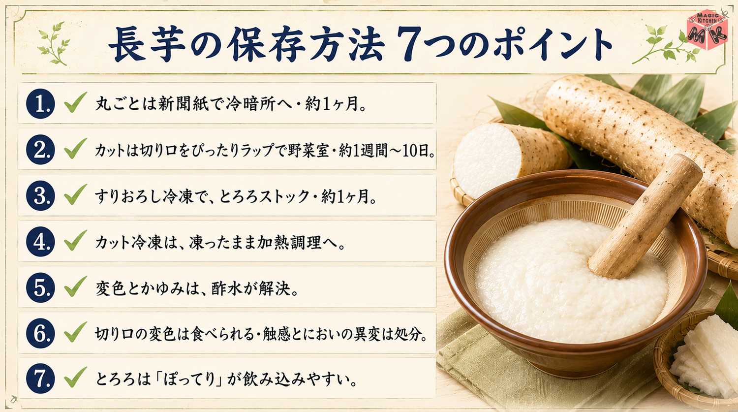 長芋保存の7つのポイントまとめ
