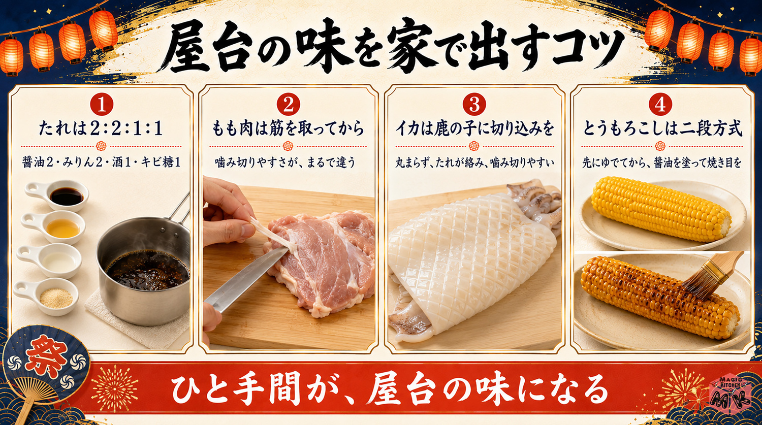 屋台風焼き鳥のレシピの工程図