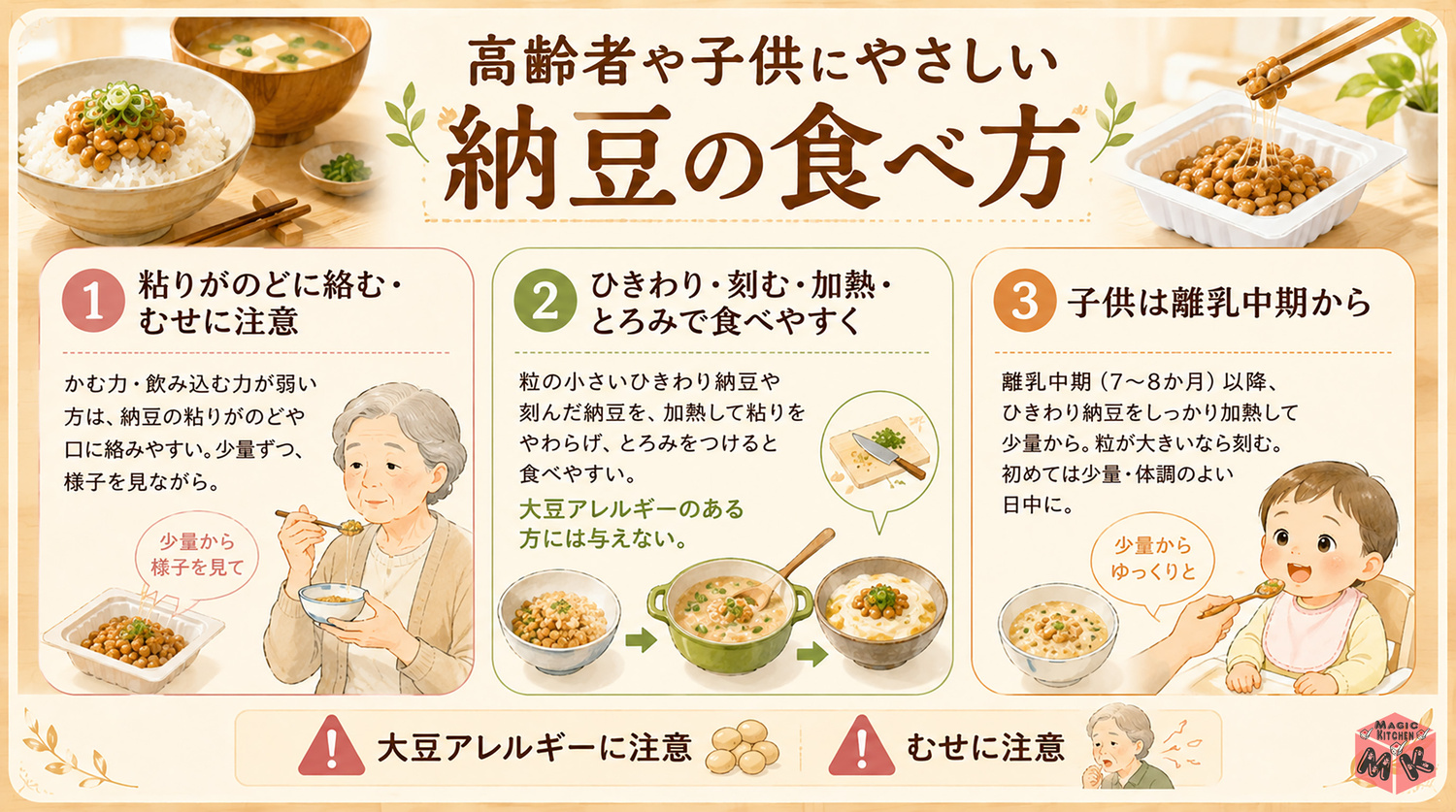 高齢者や子供にやさしい納豆の食べ方