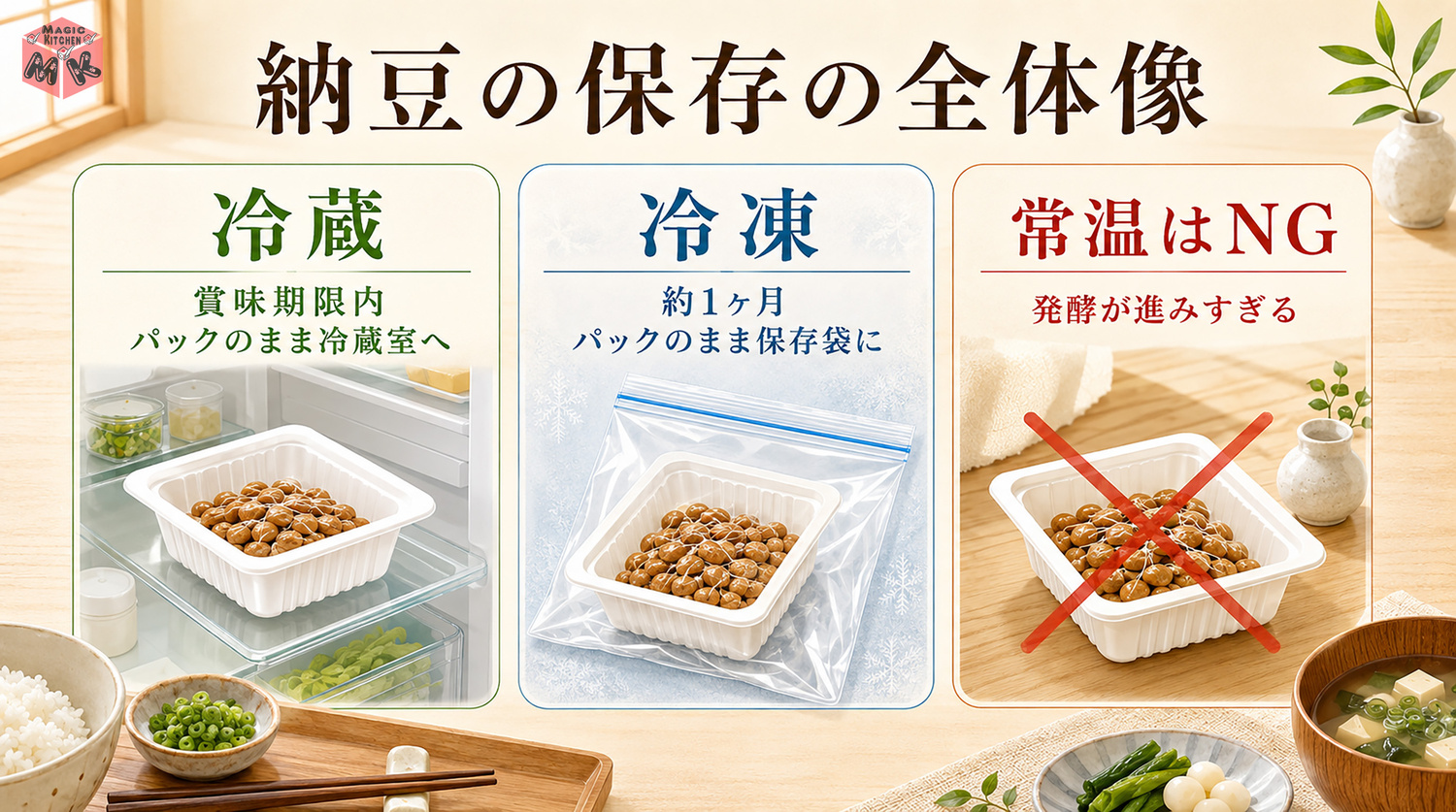 納豆の賞味期限と保存期間の早見表
