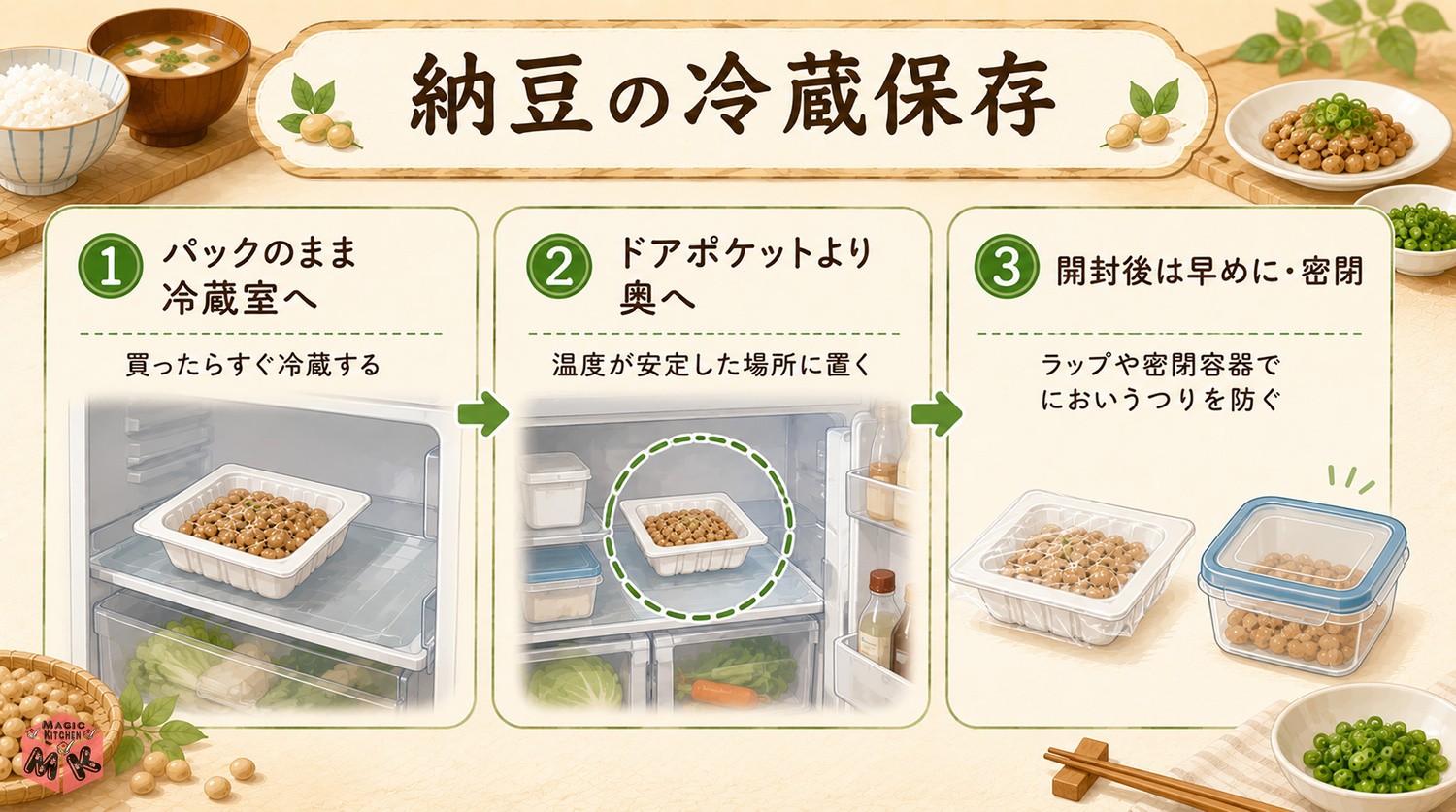 納豆の冷蔵保存の正しい方法