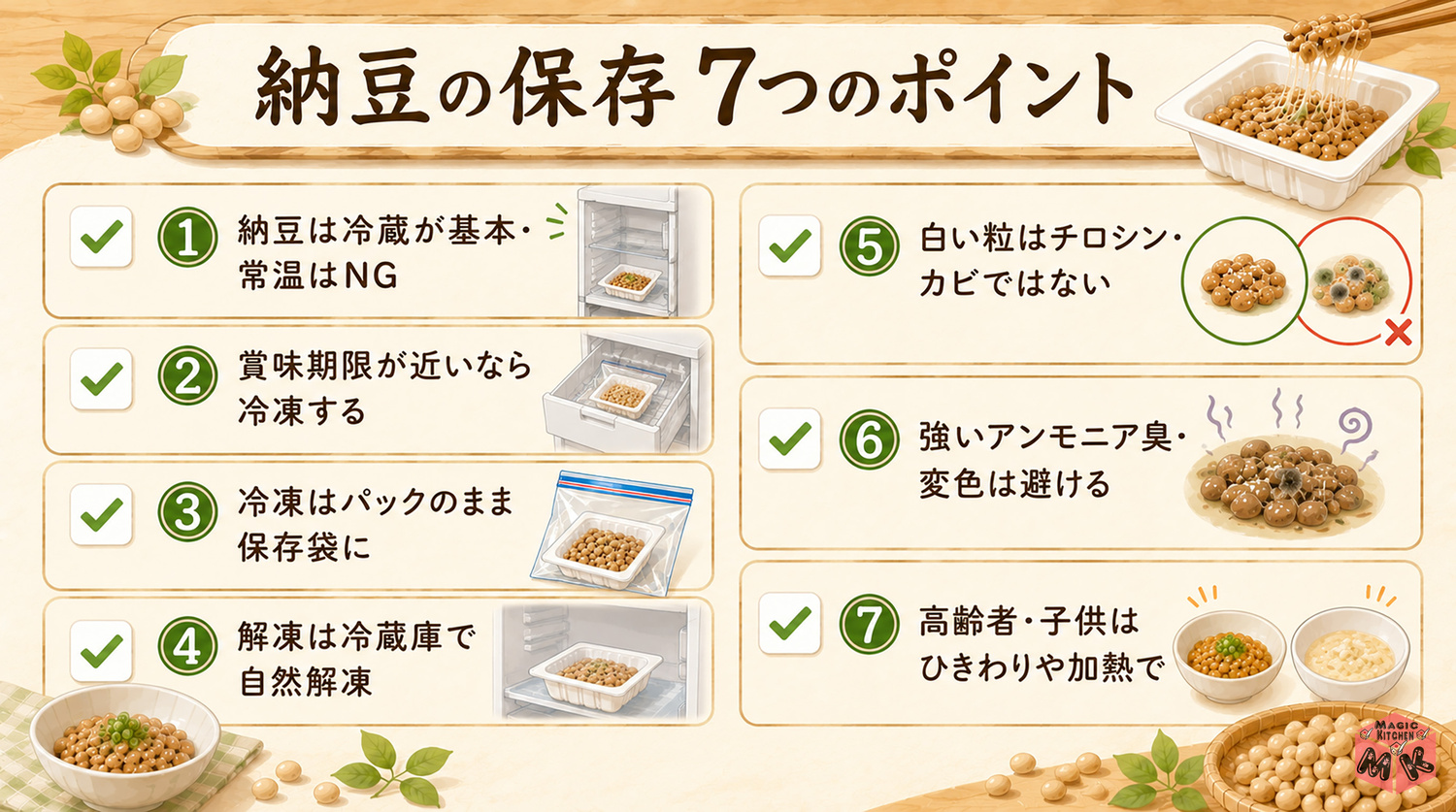 納豆保存の7つのポイントまとめ