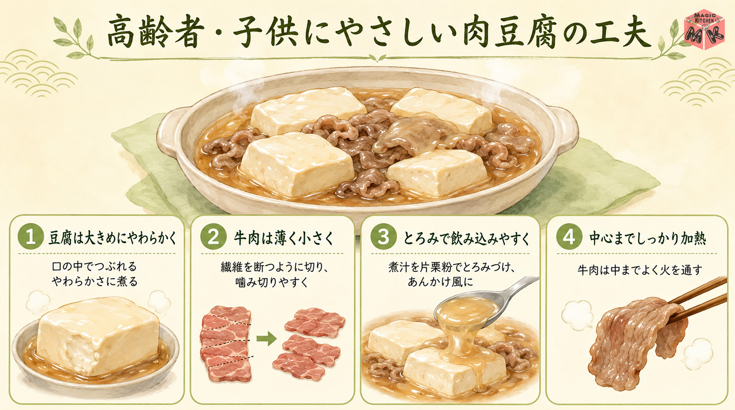 高齢者・子供に肉豆腐を出すときの工夫