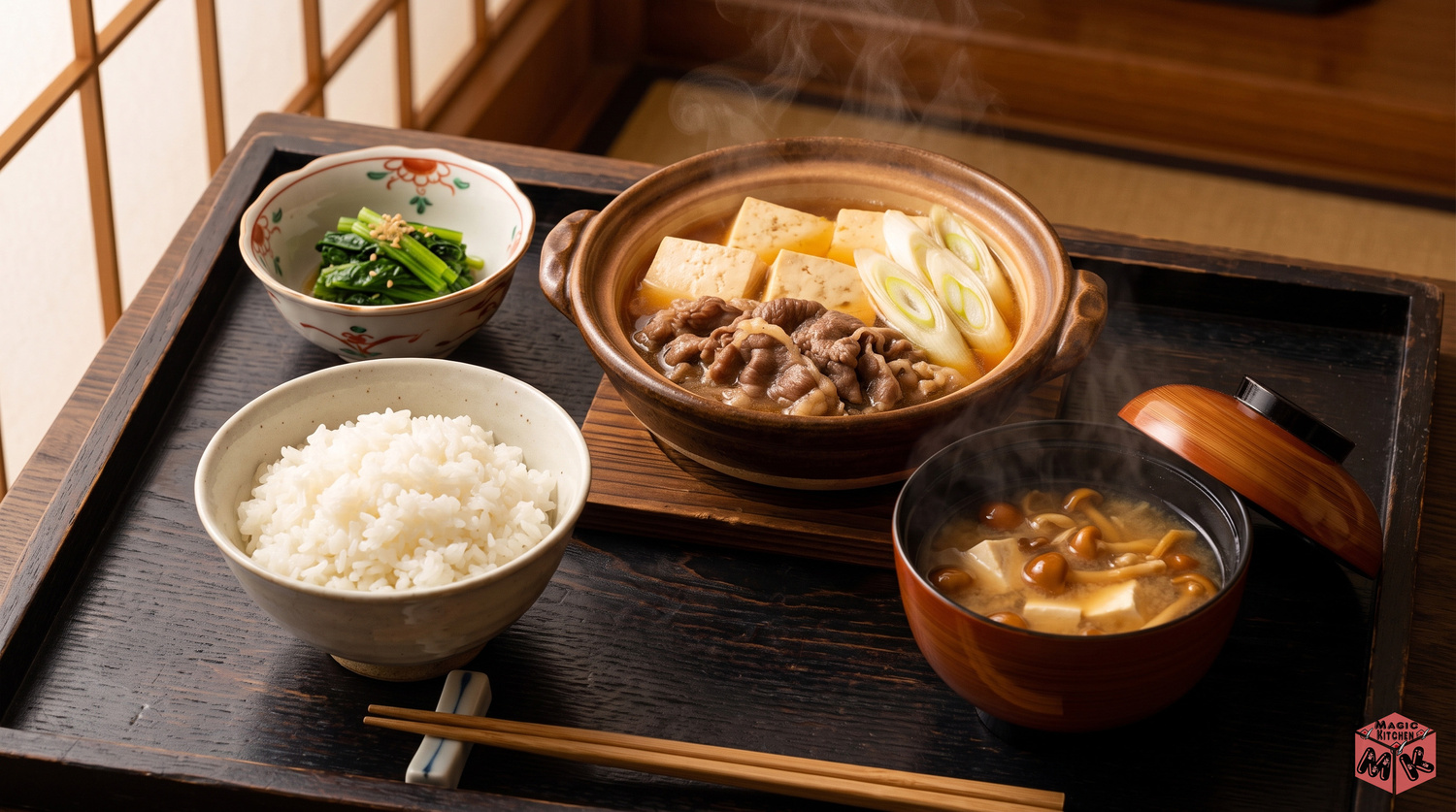 肉豆腐の献立A メニューの配膳図