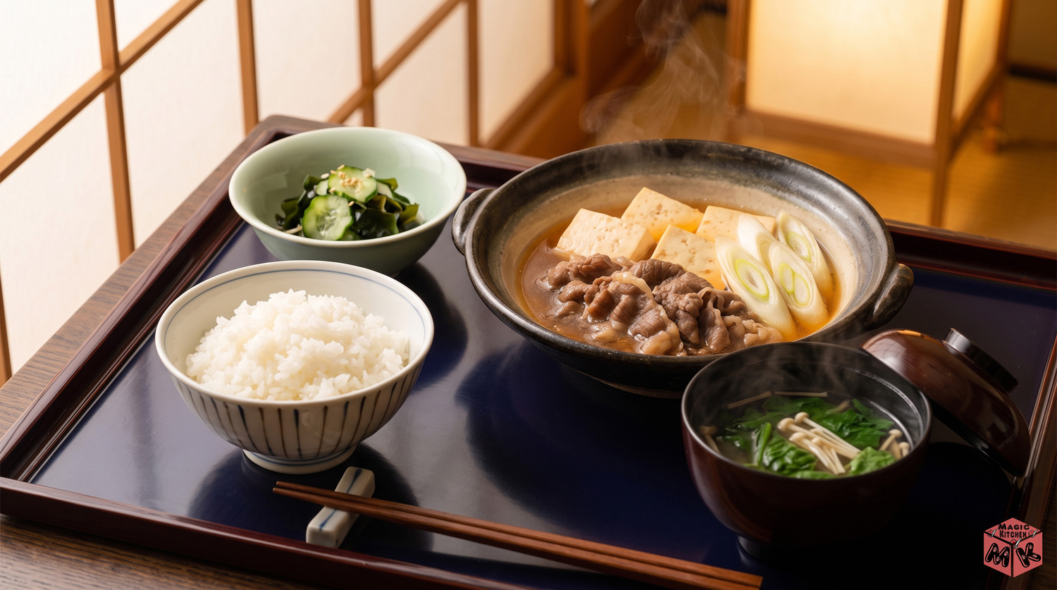 肉豆腐の献立B メニューの配膳図