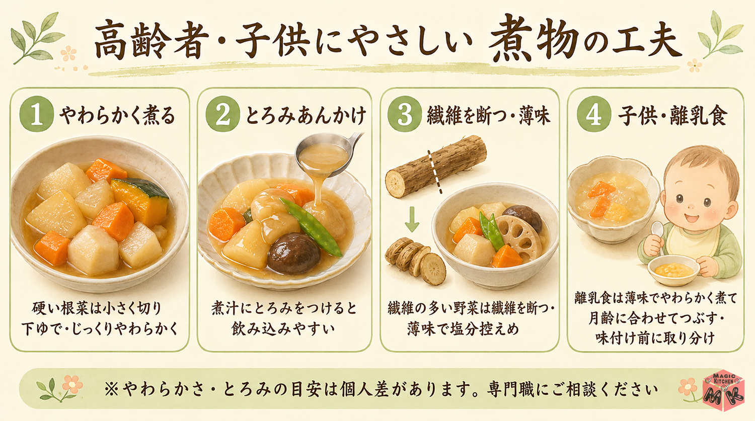 高齢者・子供に煮物を出すときの工夫