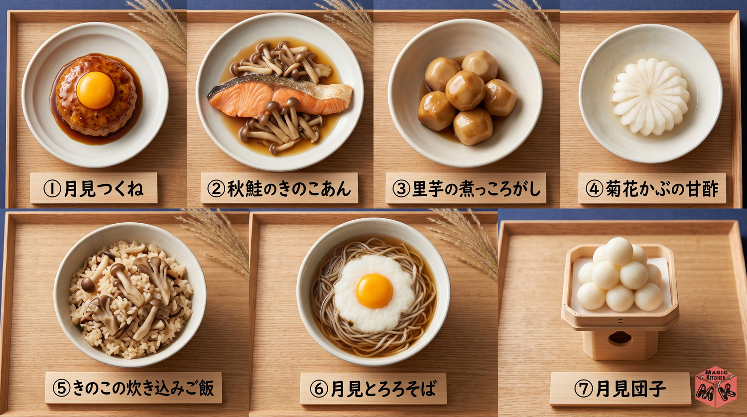 お月見の献立7選の料理写真コラージュ