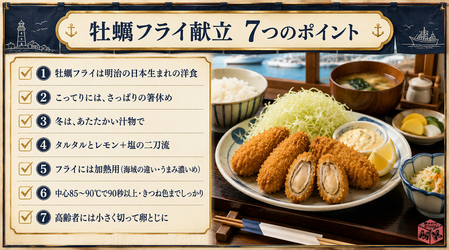 牡蠣フライの献立のまとめの実写