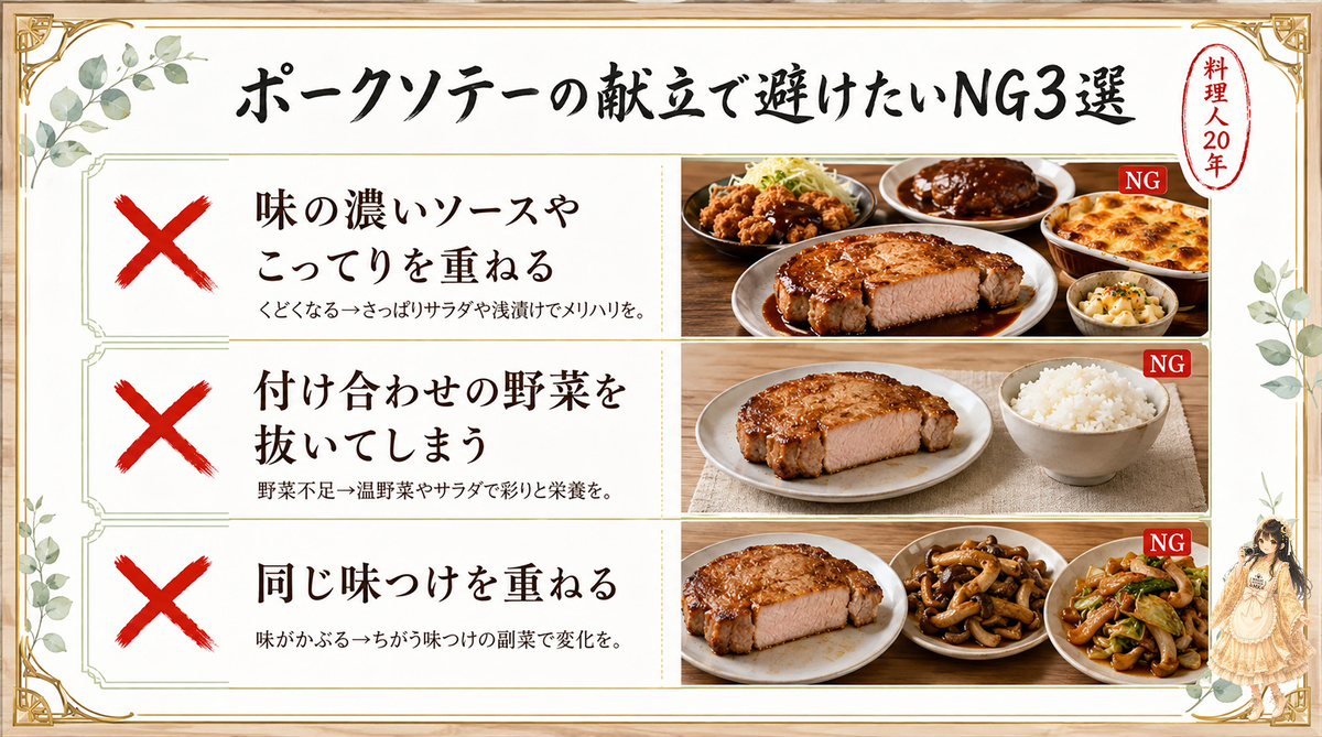 ポークソテーの献立で避けたいNG3選の図解