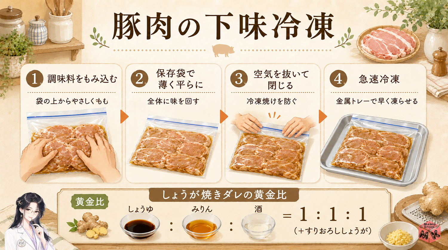 豚肉の下味冷凍のやり方と黄金比