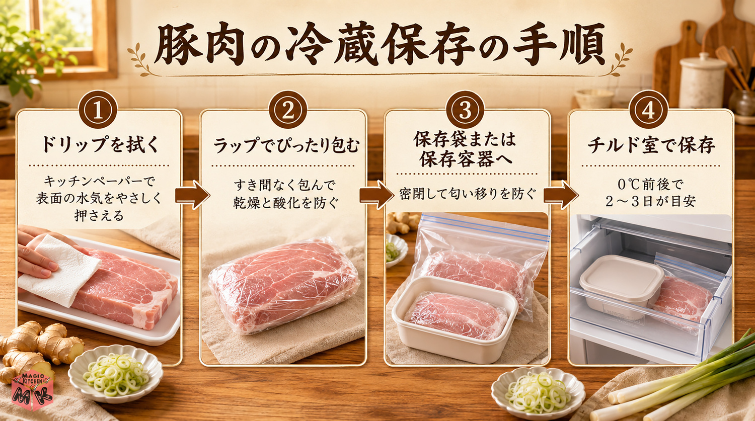 豚肉の冷蔵保存の正しい手順