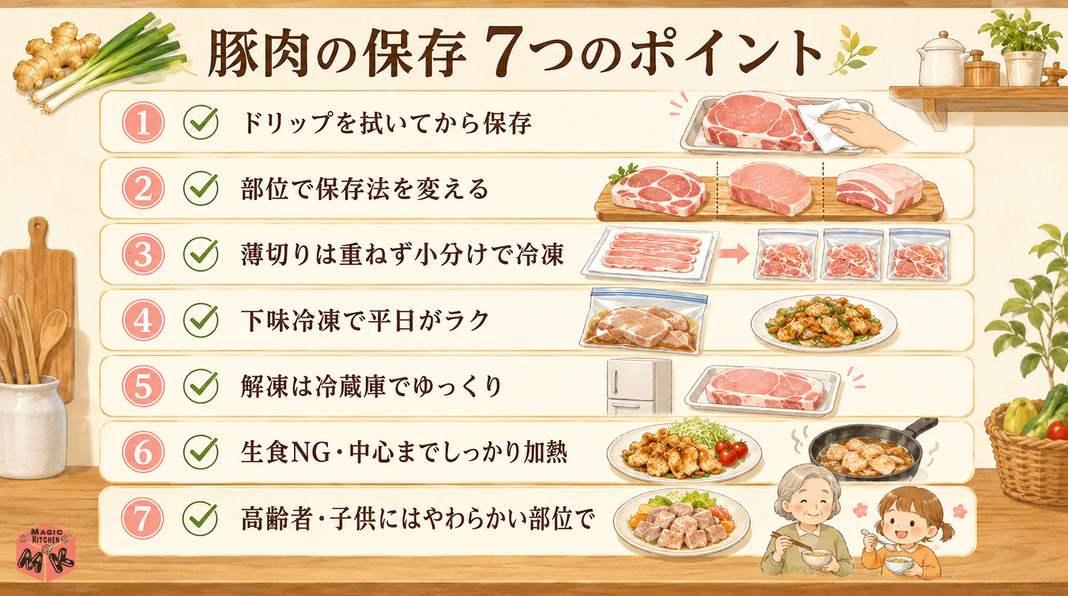 豚肉保存の7つのポイントまとめ