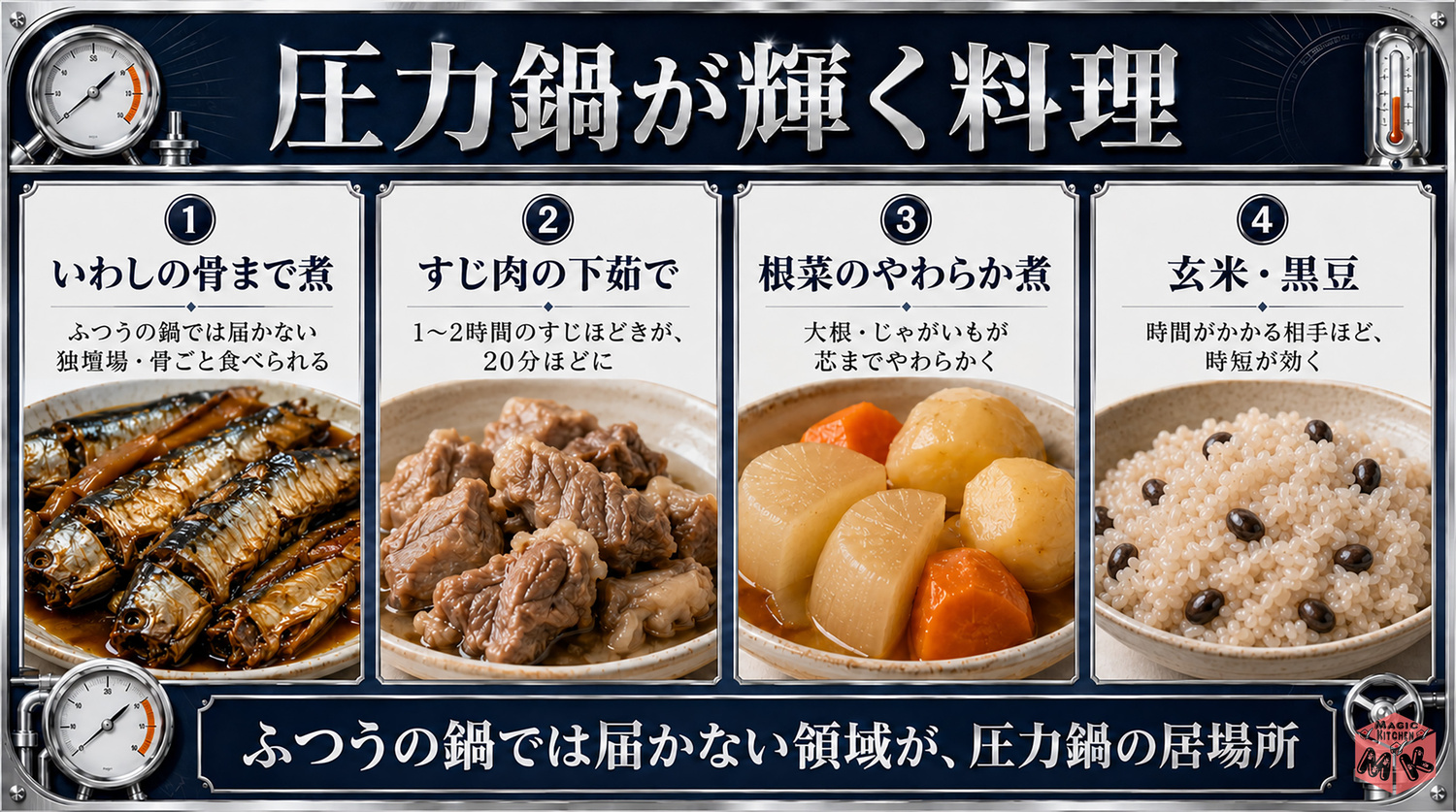 圧力鍋が輝く料理の図解