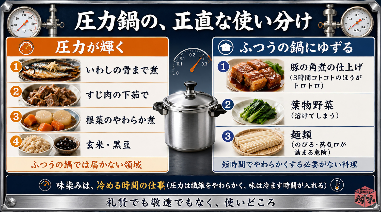 圧力鍋の骨まで煮などの活用写真