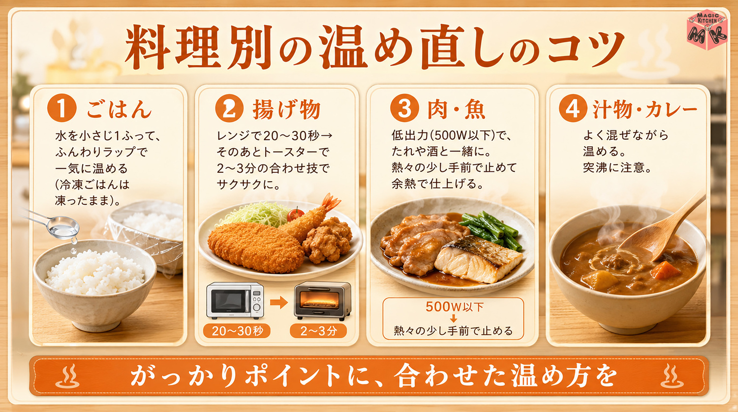 料理別の温め直しのコツ
