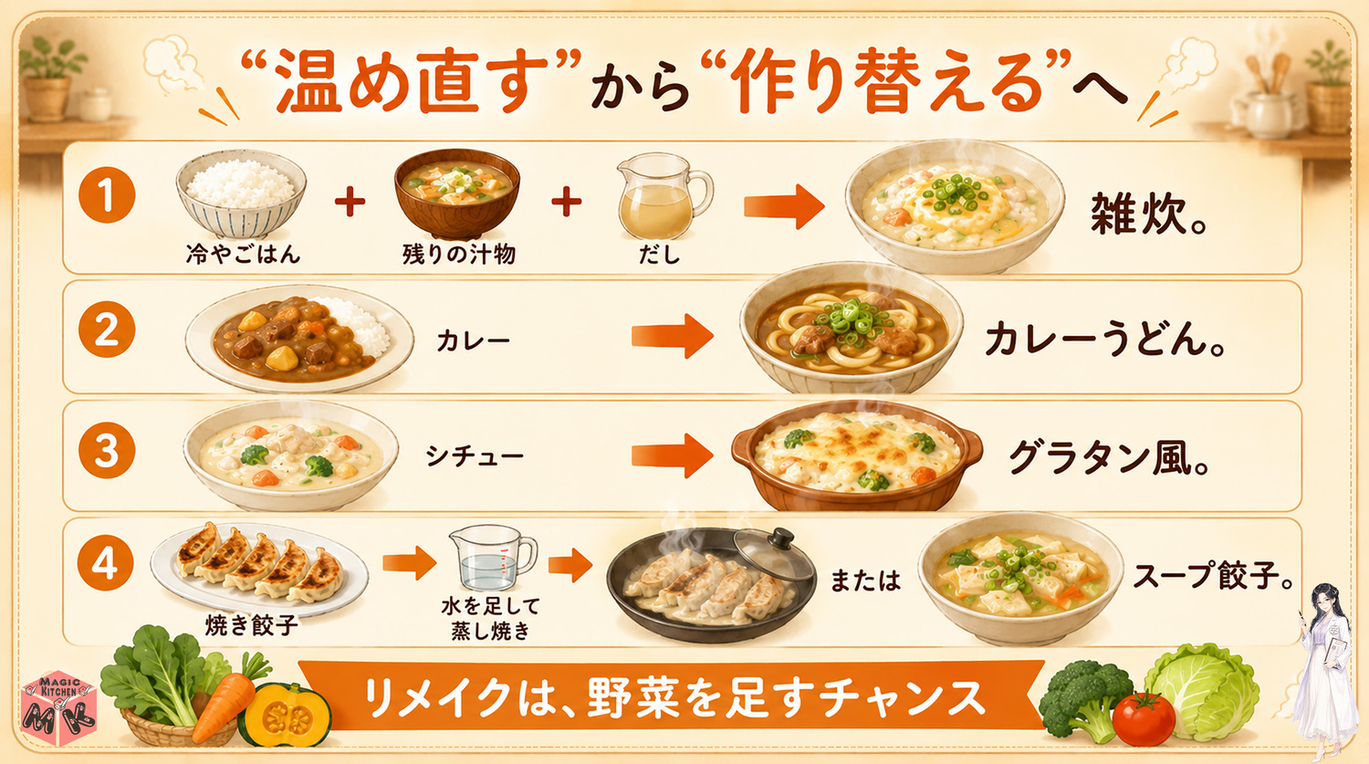 残りものリメイクのアイデア