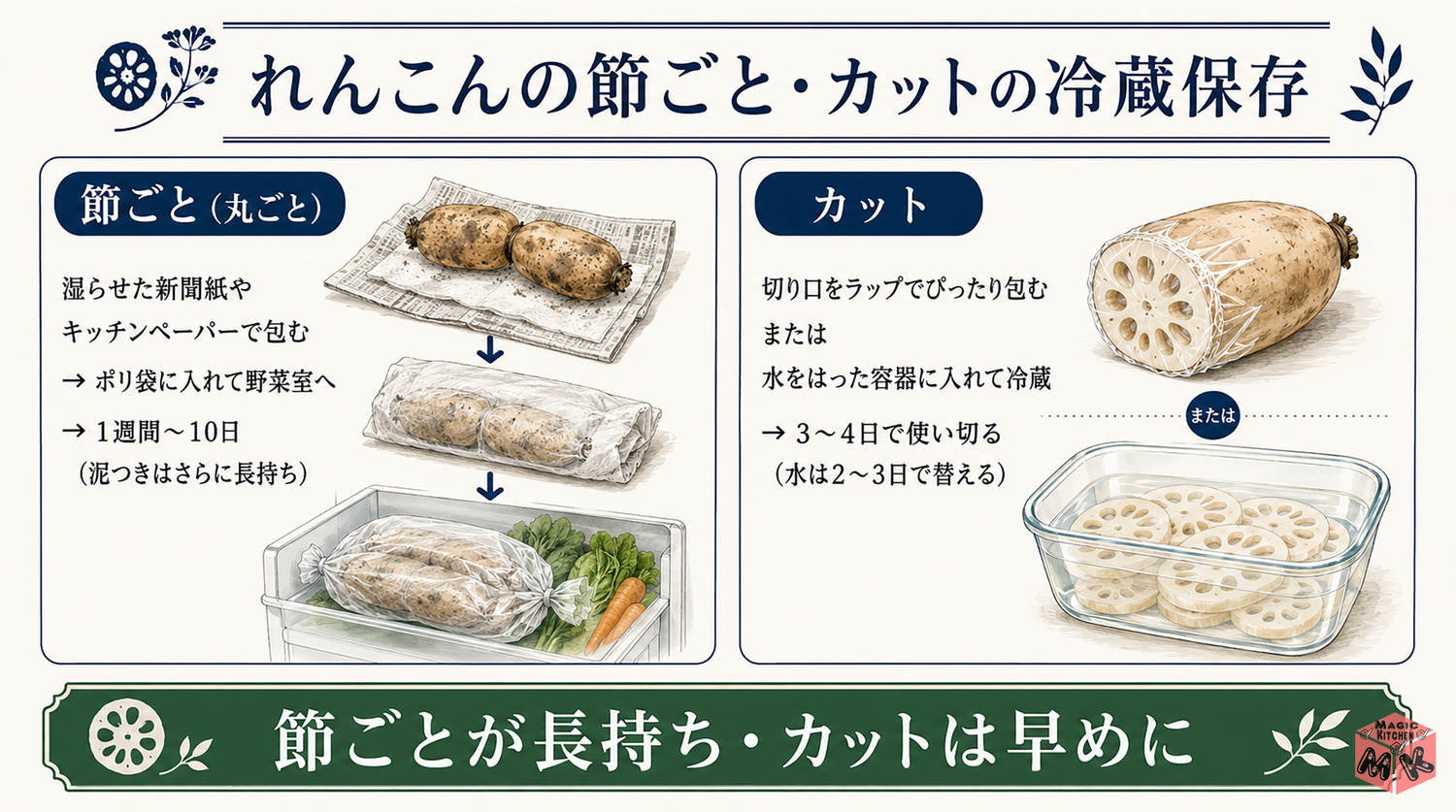 れんこんの冷蔵保存の正しい方法