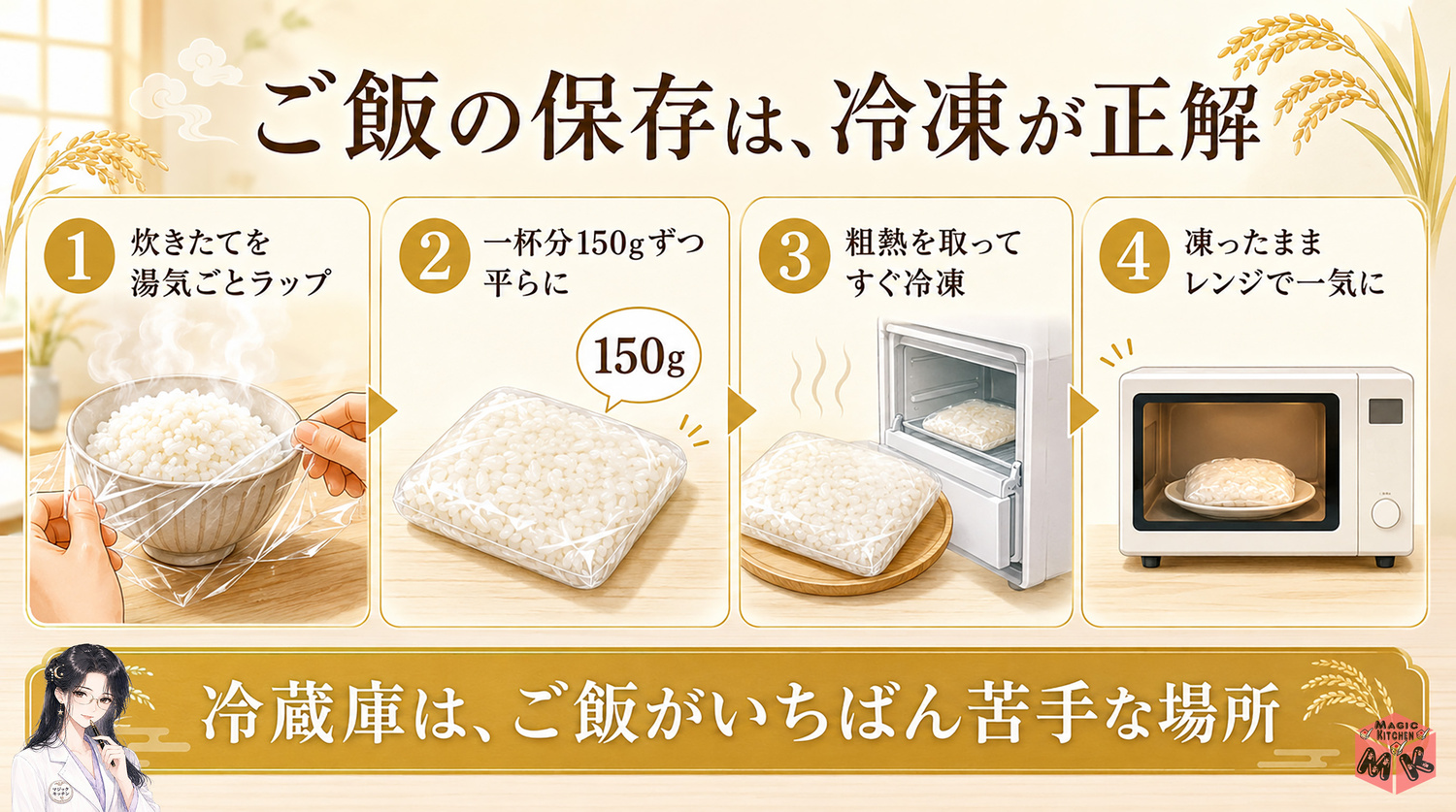 ご飯の冷凍保存の全体像インフォグラフィック