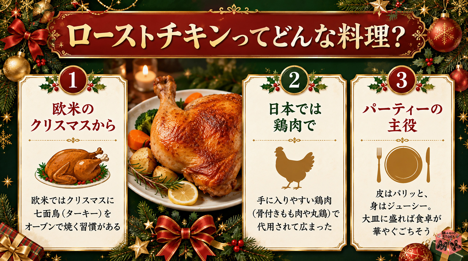 ローストチキンの発祥と魅力の図解