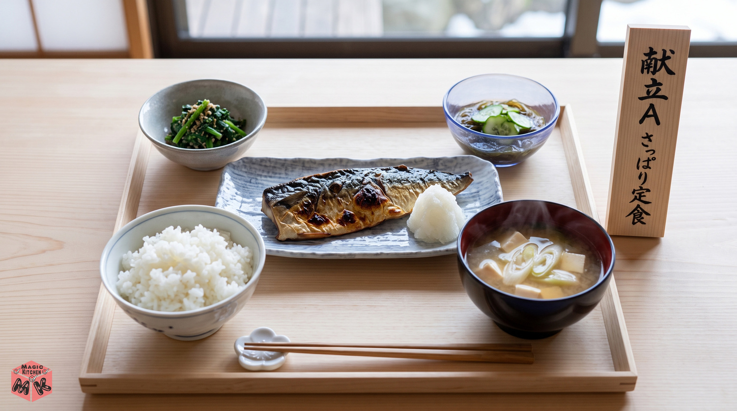 さばの塩焼き献立例A・の配膳図