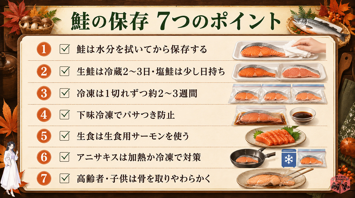 鮭保存の7つのポイントまとめ