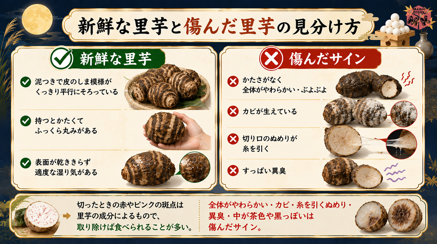 新鮮な里芋と傷んだ里芋の見分け方