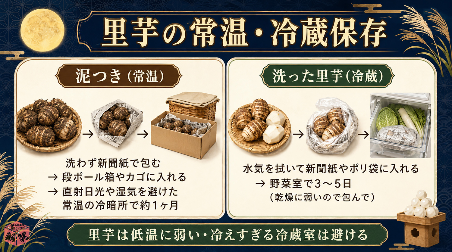 里芋の常温・冷蔵保存の正しい方法