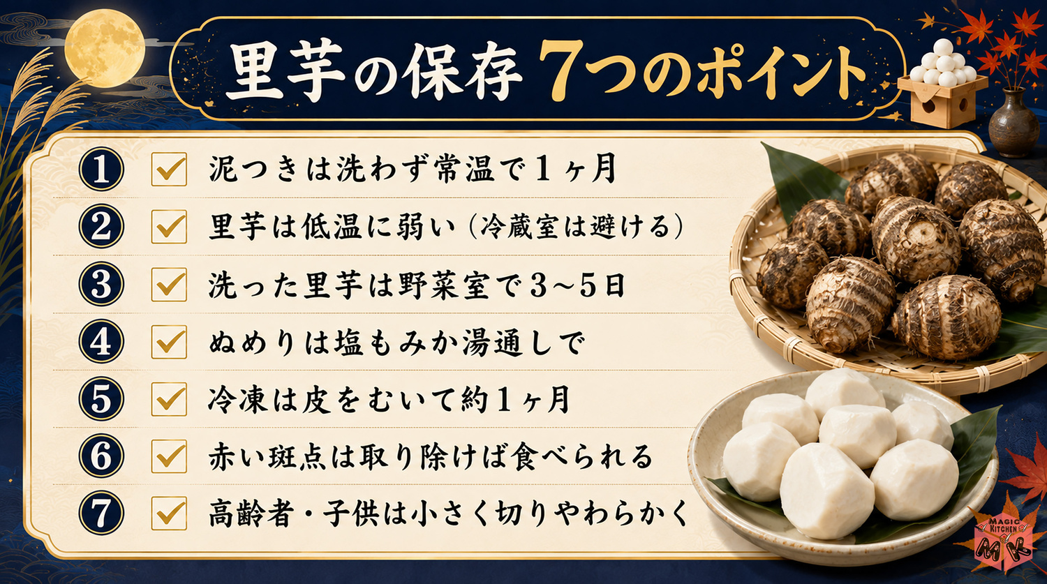 里芋保存の7つのポイントまとめ