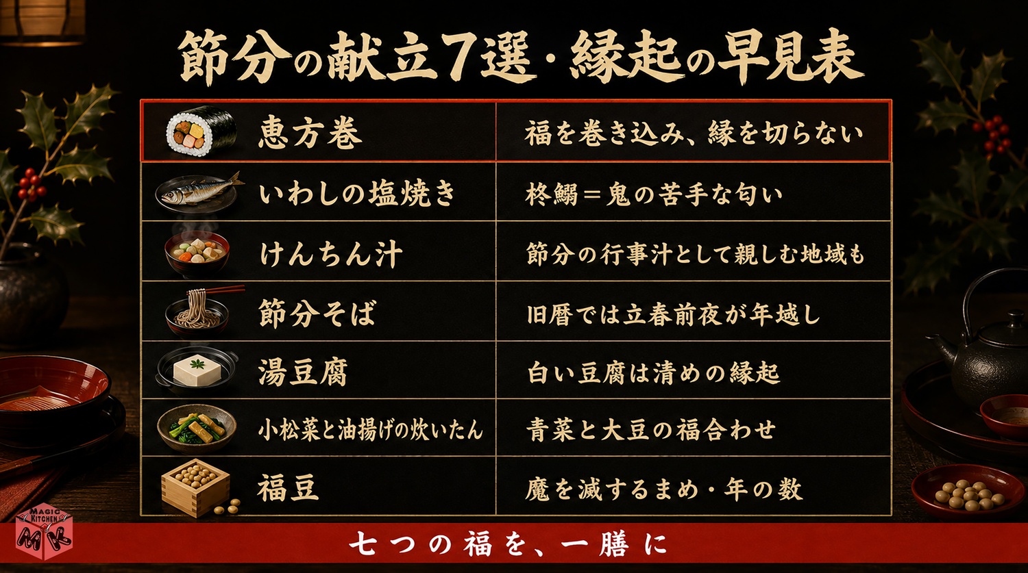 節分の献立7選の縁起といわれの早見表