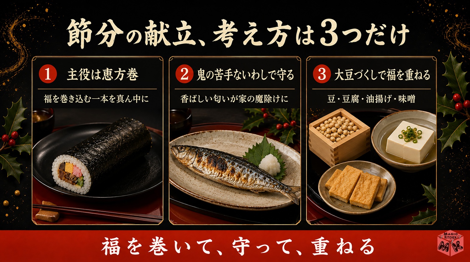 節分の献立の考え方3つのポイントの図解