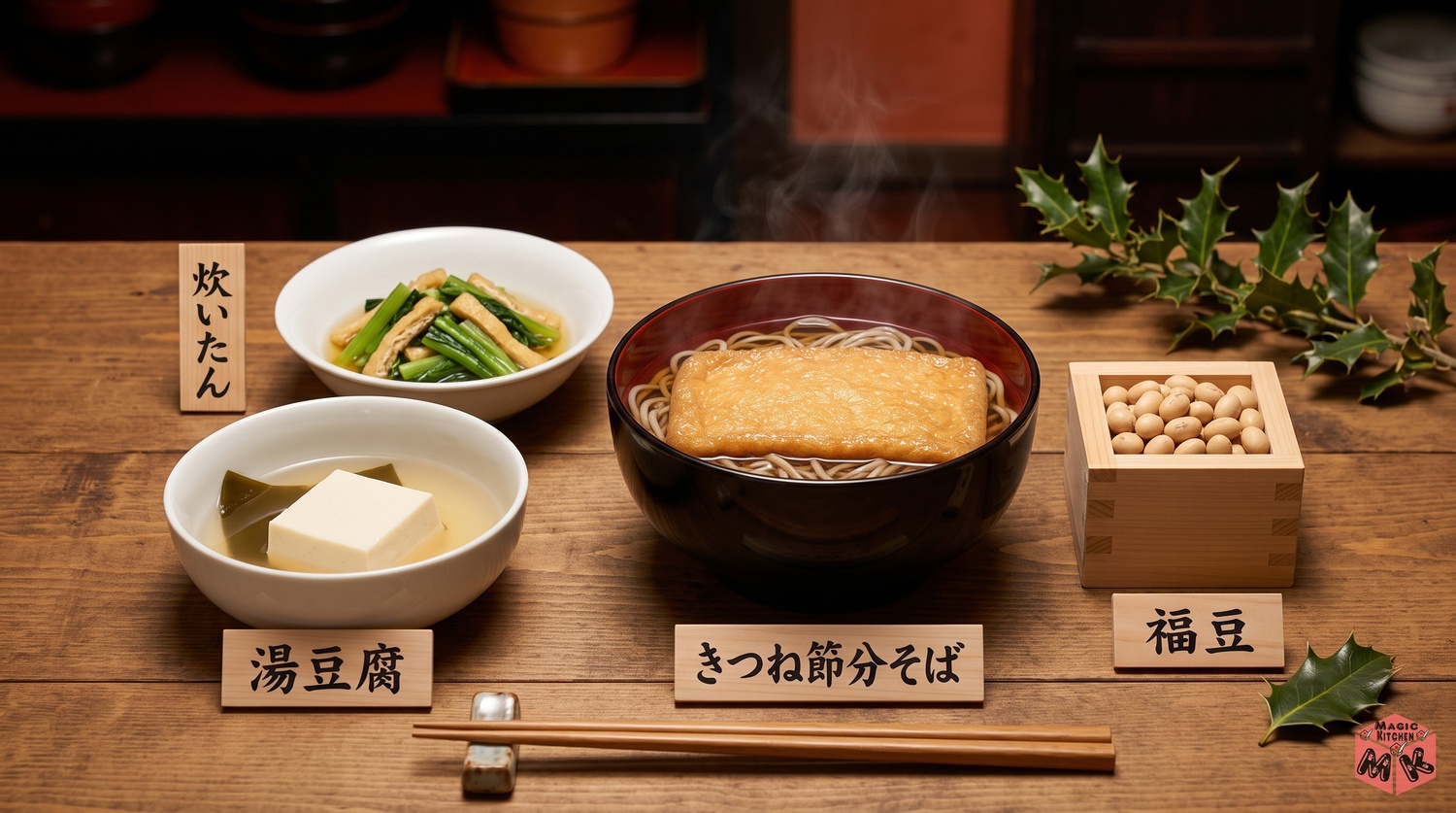節分の献立例B節分そばの膳の配膳イメージ