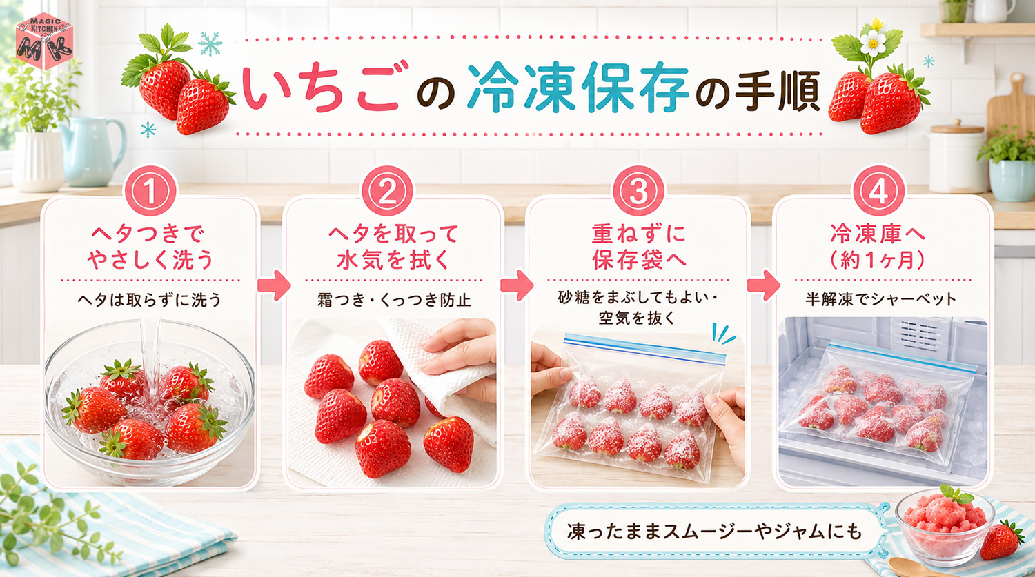 いちごの冷凍保存のやり方