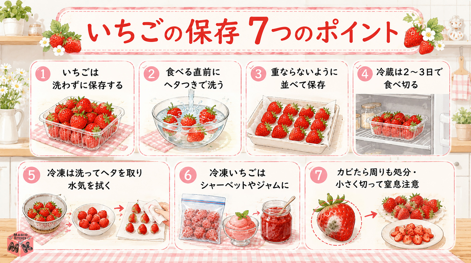 いちご保存の7つのポイントまとめ