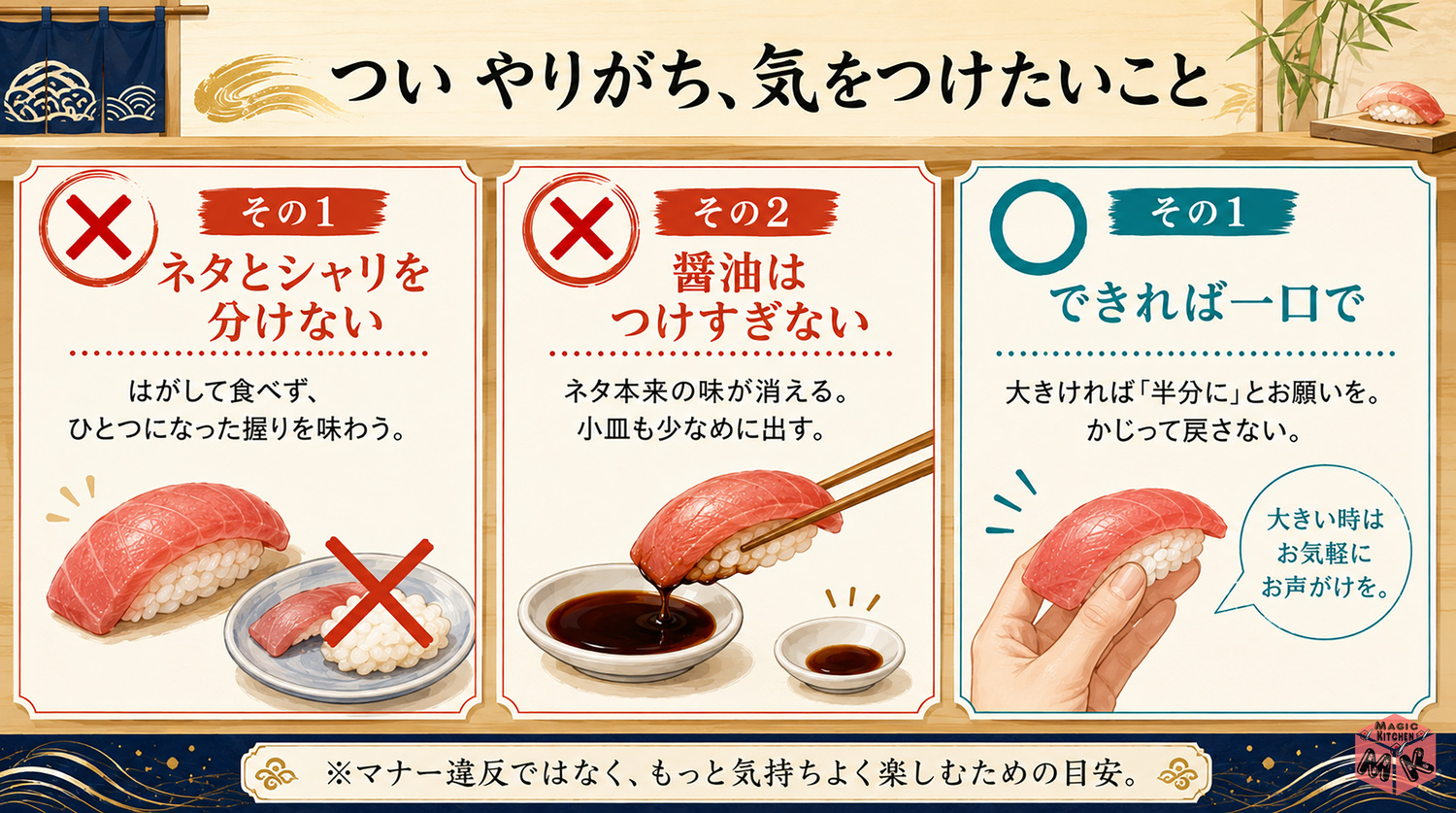 寿司でついやりがちな気をつけたいこと