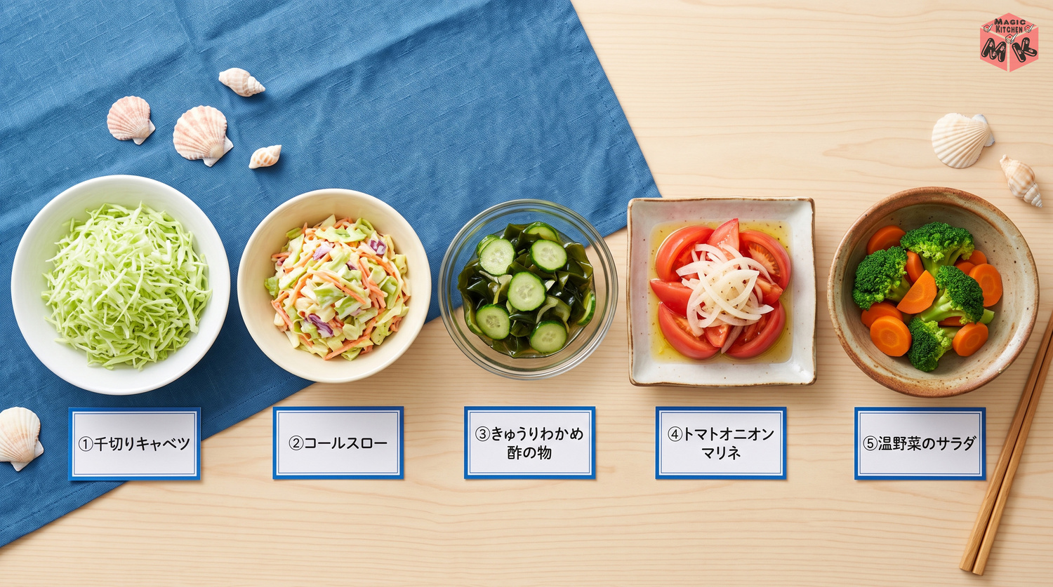 白身魚フライに合う副菜5選のコラージュ