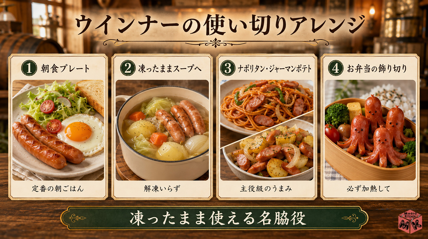 ウインナーの使い切りアレンジの図解