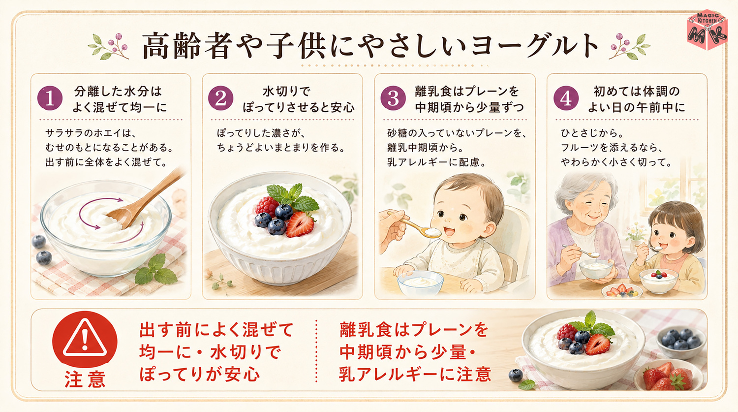 高齢者や子供にやさしいヨーグルト