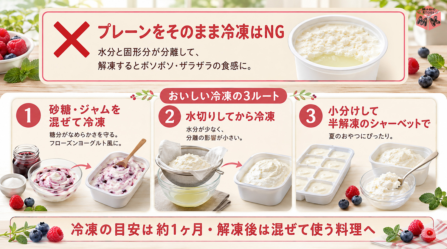 ヨーグルトのおいしい冷凍3ルート