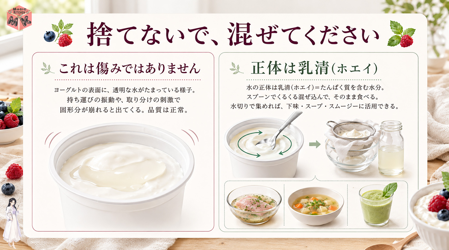 ヨーグルト表面の水(ホエイ)の正体