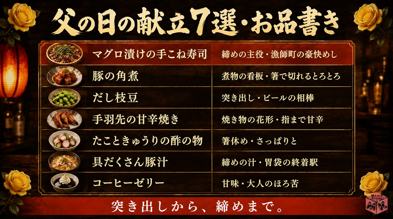 父の日の献立7選の店での役割の早見表
