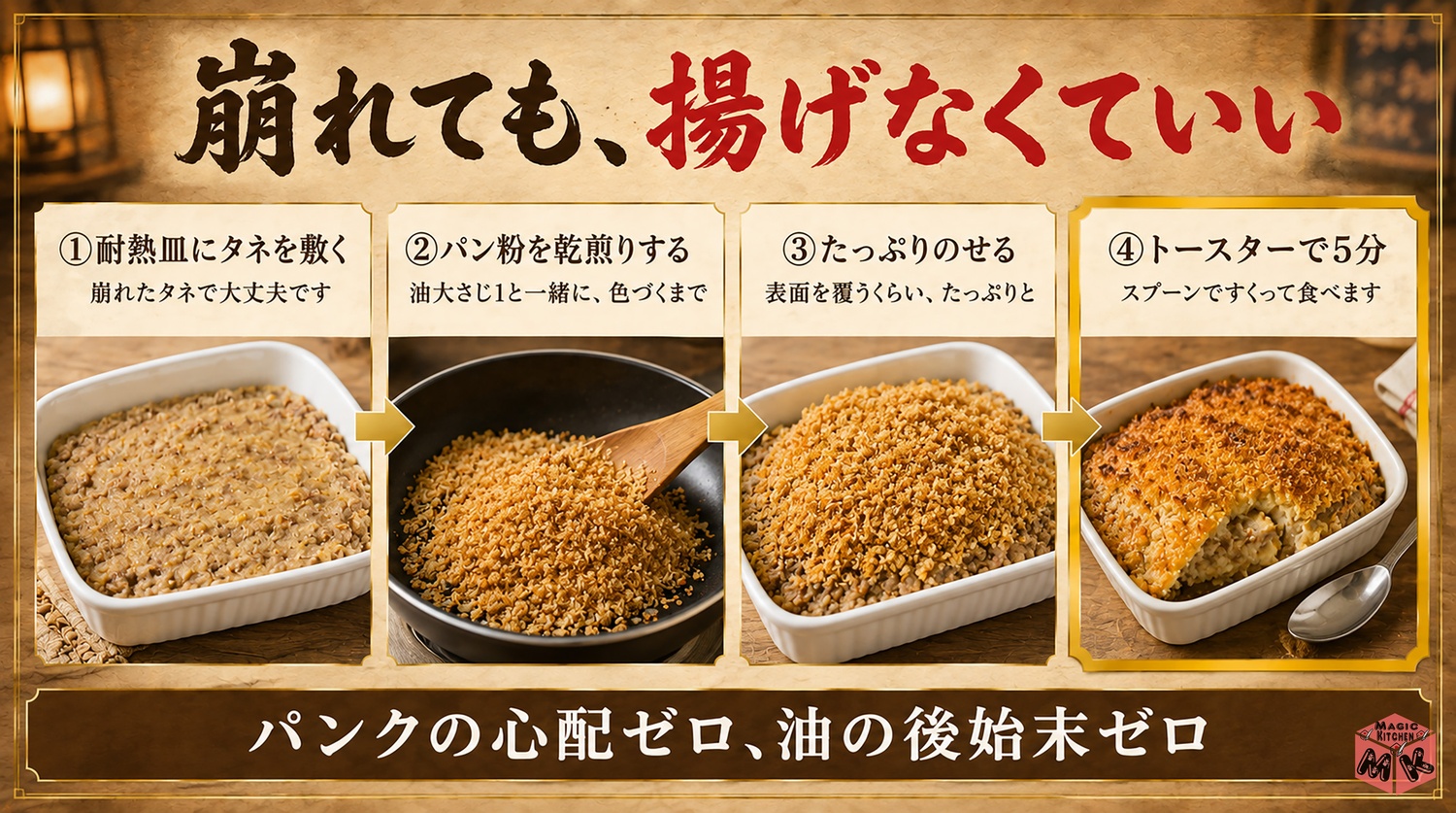 スコップコロッケの作り方4ステップの工程図